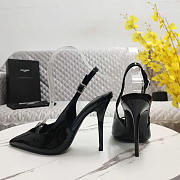 YSL Luna Slingback Pumps Black Patent Leather Heel 10.5cm - 3