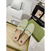 Gucci Princetown Horsebit Canvas Jacquard Green Slippers - 2