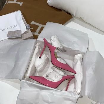 Jimmy Choo Candy Pink Patent Pumps Crystal 10cm