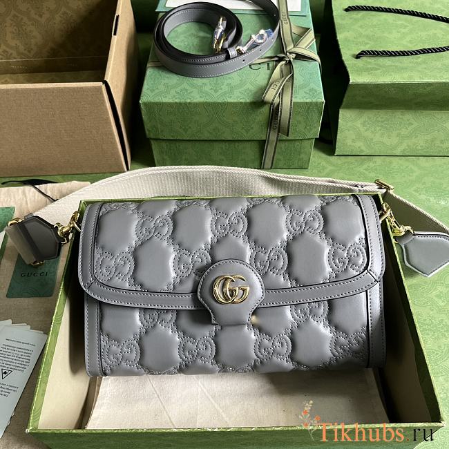 Gucci GG Matelassé Small Bag Light Grey 25.5x16x8.5cm - 1