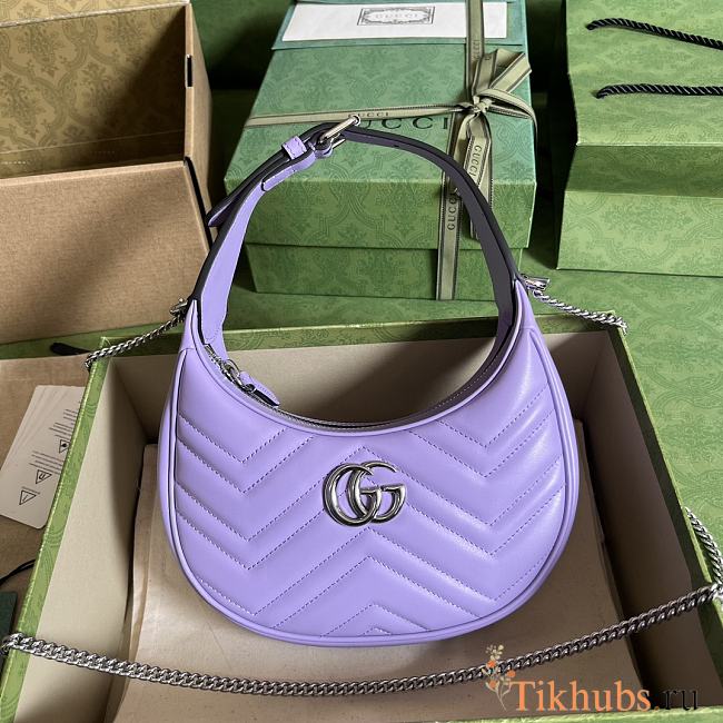 Gucci GG Marmont Half Moon Shoulder Bag Purple 21.5x11x5cm - 1