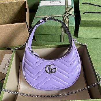 Gucci GG Marmont Half Moon Shoulder Bag Purple 21.5x11x5cm