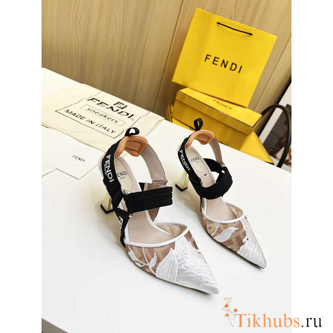 Fendi Colibrì Pink Mesh High-Heeled Slingbacks 8.5cm - 1