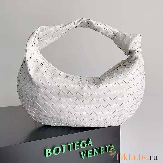 Bottega Veneta Small Jodie Intrecciato Leather Shoulder Bag White 48x40x16cm - 1