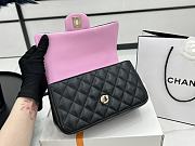 Chanel Mini Flap Bag With Top Handle Black Pink 20x12x6cm - 5