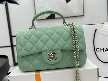 Chanel Mini Flap Bag With Top Handle Green 20x12x6cm