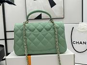 Chanel Mini Flap Bag With Top Handle Green 20x12x6cm - 4