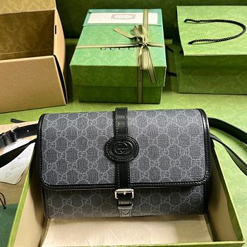 Gucci GG Messenger Bag With Interlocking G Black 25.4x17x7.8cm