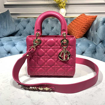 Dior Lady Cannage 2way Shoulder Handbag Pink 20x8.5x17cm