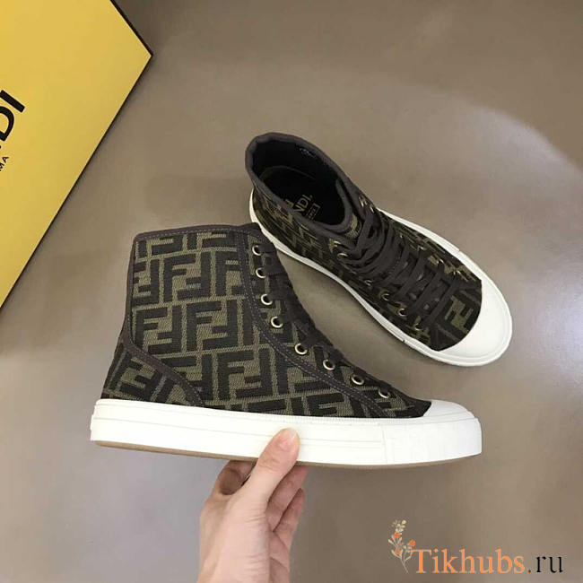 Fendi Domino Canvas Sneakers Brown - 1