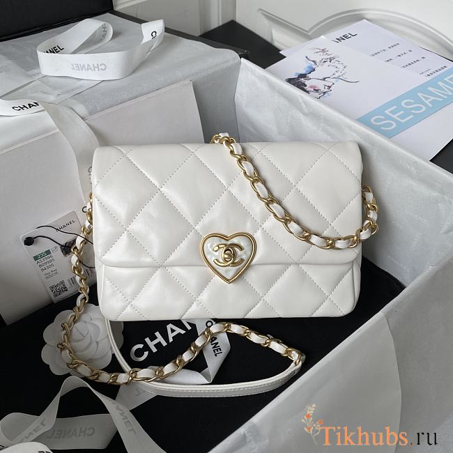 Chanel 23S Small Flap Bag Lambskin Plexi White 21x14x7cm - 1