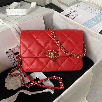 Chanel 23S Small Flap Bag Lambskin Plexi Red 21x14x7cm