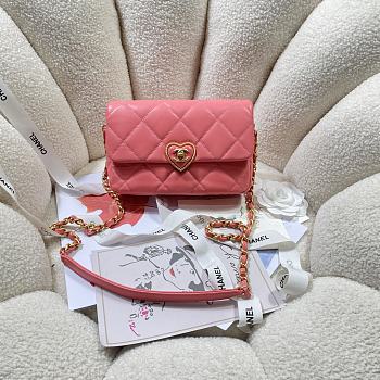Chanel 23S Small Flap Bag Lambskin Plexi Pink 21x14x7cm