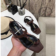 YSL Cassandra Sandals Leather Brown - 4