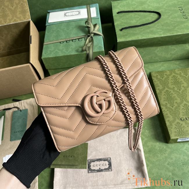 Gucci GG Marmont Matelassé Mini Bag Rose Beige 20x13x6cm - 1
