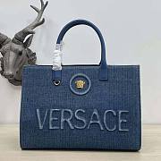 Versace La Medusa Large Tote Bag Denim Navy 40x29x16cm - 4