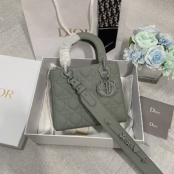 Dior Small Lady Ultramatte Cannage Calfskin Grey 20cm