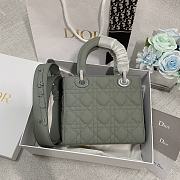 Dior Small Lady Ultramatte Cannage Calfskin Grey 20cm - 4