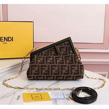 Fendi Small First Bag In FF Motif Fabric Brown 26x9.5x18cm