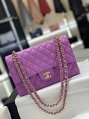 Chanel Medium Flap Bag Caviar Purple Gold 25cm - 1