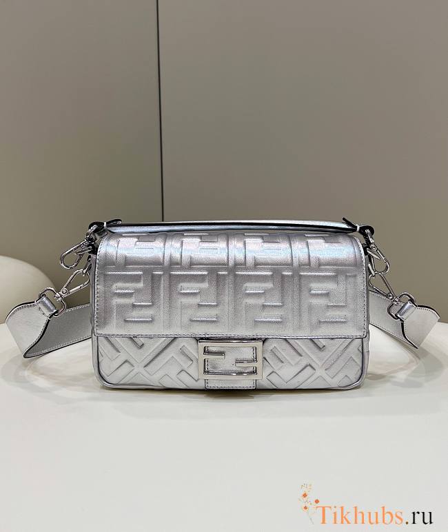 Fendi Baguette Silver FF Shoulder Bag 27x15x6cm - 1