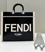Fendi Sunshine Medium Canvas Black Patent Shopper Bag 35x31x17cm - 1