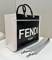 Fendi Sunshine Medium Canvas Black Patent Shopper Bag 35x31x17cm - 3