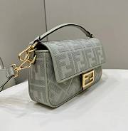 Fendi Baguette Light Green Canvas Bag 27x15x6cm - 5