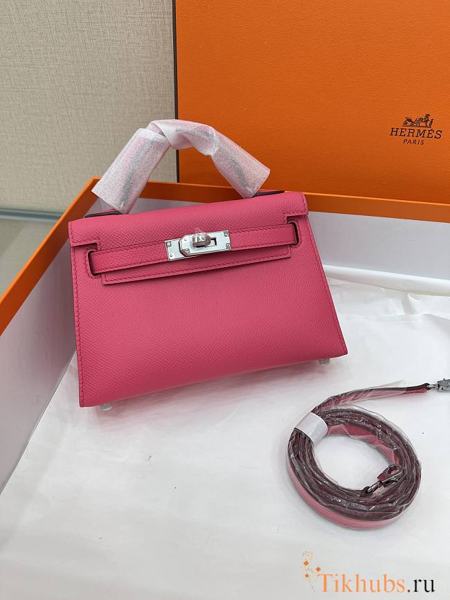 Hermes Mini Kelly Pink Epsom Silver 19cm - 1