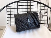 YSL Envelope Quilted Logo Plaque Black Shoulder Bag 24x17x6cm - 1