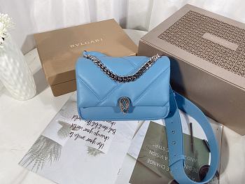 BVLGARI Serpenti Cabochon Crossbody Bag Blue 21.5x15x7cm