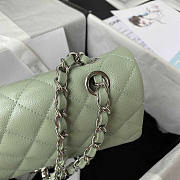 Chanel Classic Flap Small Bag Caviar Silver Light Green 23cm - 5