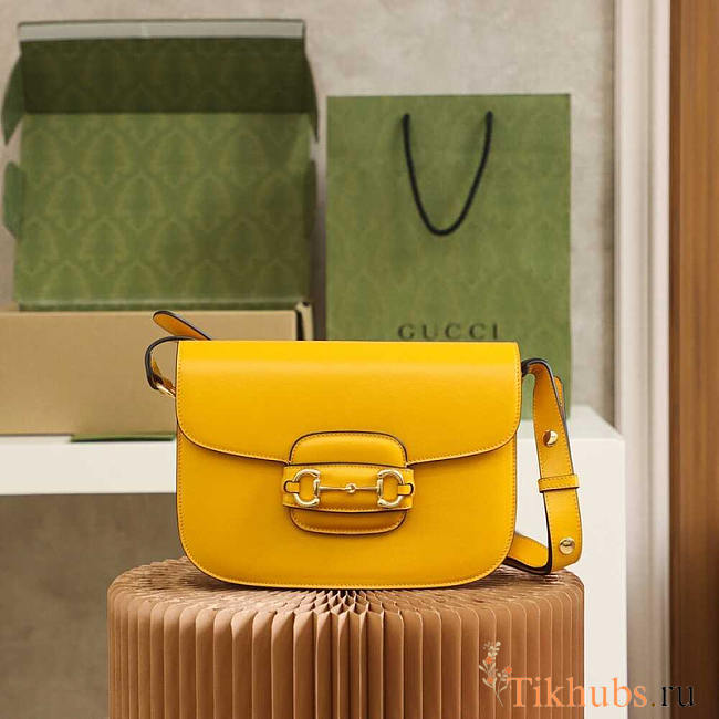 Gucci Horsebit 1955 Series Small Shoulder Bag Yellow 25x18x8cm - 1