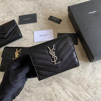 YSL Small Envelope Wallet Black Silver 13x9x3cm