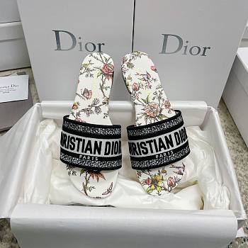 Dior Dway Slide White Multicolor Botanique Motif 