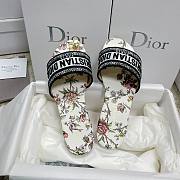 Dior Dway Slide White Multicolor Botanique Motif  - 3
