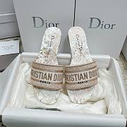 Dior Dway Slide White Jardin d'Hiver Motif Metallic Thread - 1