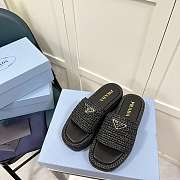 Prada Crochet Flat Slides Black - 4