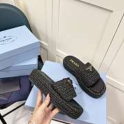 Prada Crochet Flat Slides Black - 5