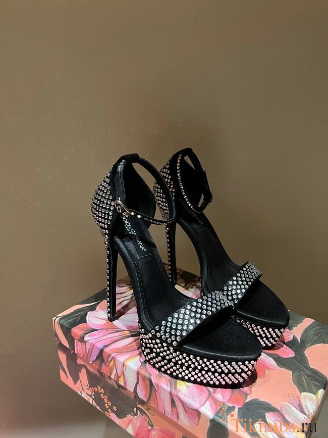 Dolce & Gabbana Satin Sandal Black Heels 14.5cm - 1