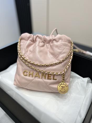 Chanel 22 Mini Handbag Gold Pink 20x19x6cm