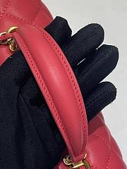 Chanel Flap Bag Top Handle Red Lambskin Gold 20x12x6cm - 6