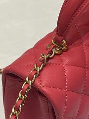 Chanel Flap Bag Top Handle Red Lambskin Gold 20x12x6cm - 5