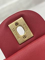 Chanel Flap Bag Top Handle Red Lambskin Gold 20x12x6cm - 4