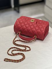 Chanel Flap Bag Top Handle Red Lambskin Gold 20x12x6cm - 3