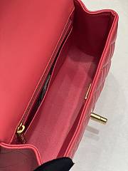 Chanel Flap Bag Top Handle Red Lambskin Gold 20x12x6cm - 2