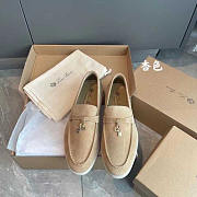 Loro Piana Summer Charms Walk Loafers Suede Beige - 5