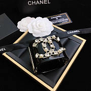 Chanel CC Faux Pearl Black Resin Wide Cuff Bracelet 17cm - 1