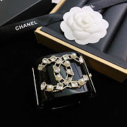 Chanel CC Faux Pearl Black Resin Wide Cuff Bracelet 17cm - 4