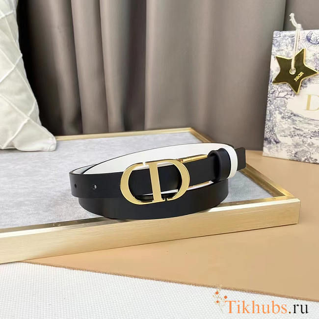 Dior Montaigne Reversible Belt Black White 2cm - 1